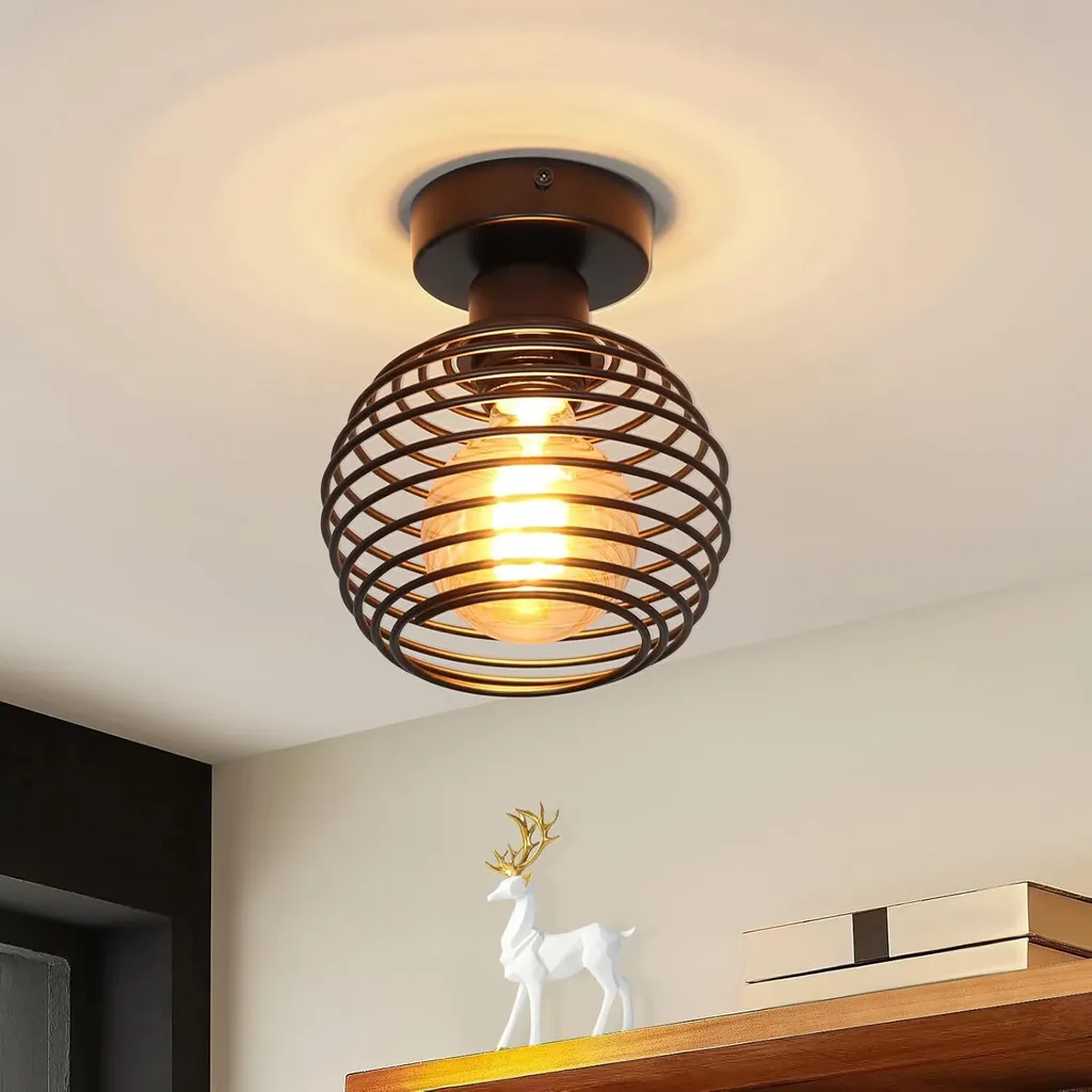 ZMH Plafoniera Vintage Nera E27 | Lampada Soffitto Industriale Retrò