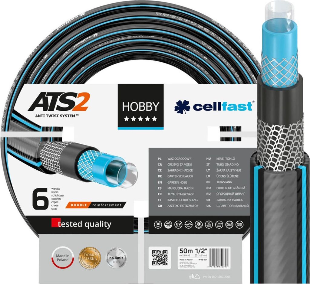 CELLFAST 16-201, 50 m, Nadzemný, Čierna, 30 bar, -20 - 60 Obrázok produktu 