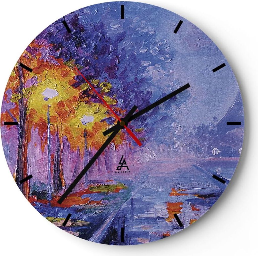 Wanduhr - Rund - Glasuhr - Paris Laternen Eiffel - 40x40cm - Schleichendes Uhrwerk - Lautlos - zum Aufhängen bereit - Dekoration Modern - Wanddeko...