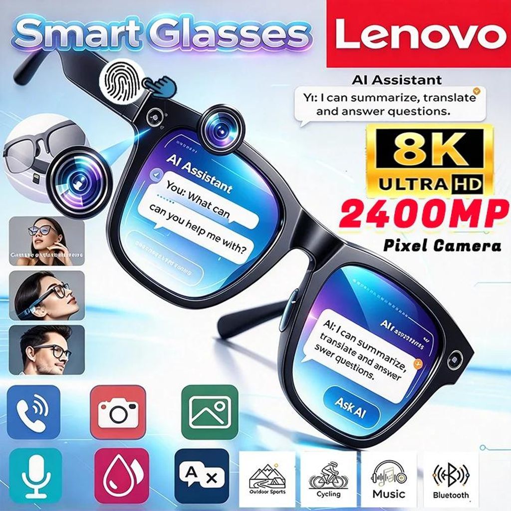 Lenovo Smart Sonnenbrille Bluetooth AI Übersetzer 4K Kamera Produktbild 