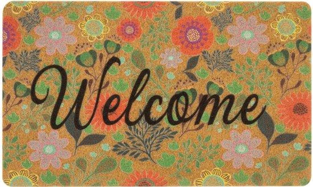 Decoratieve deurmat met bloemenmotief aus Kunststoff für Innen- und Außenbereich