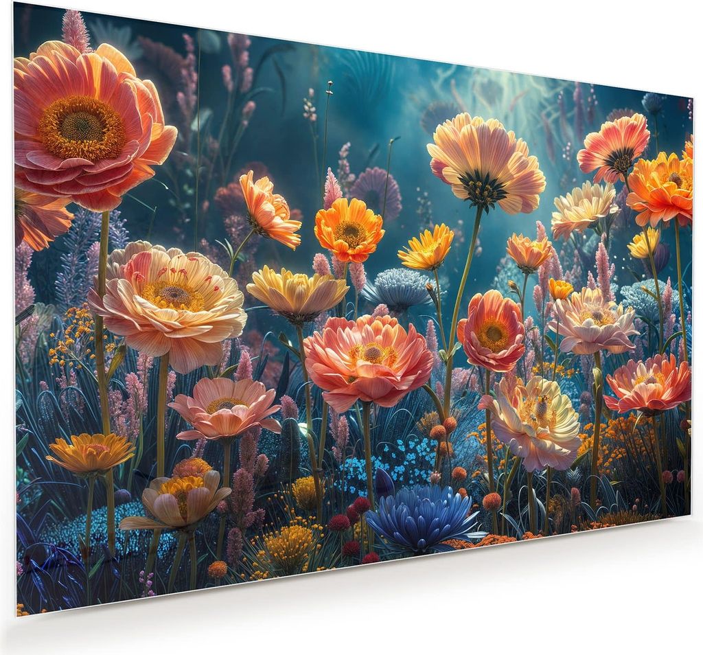 Glasbild 45x30cm in XXL für Wohnzimmer, Schlafzimmer Motiv Blumengarten