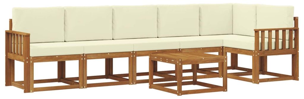 vidaXL Outdoor-Sofagarnitur mit Kissen 7 pcs Natur und Creme