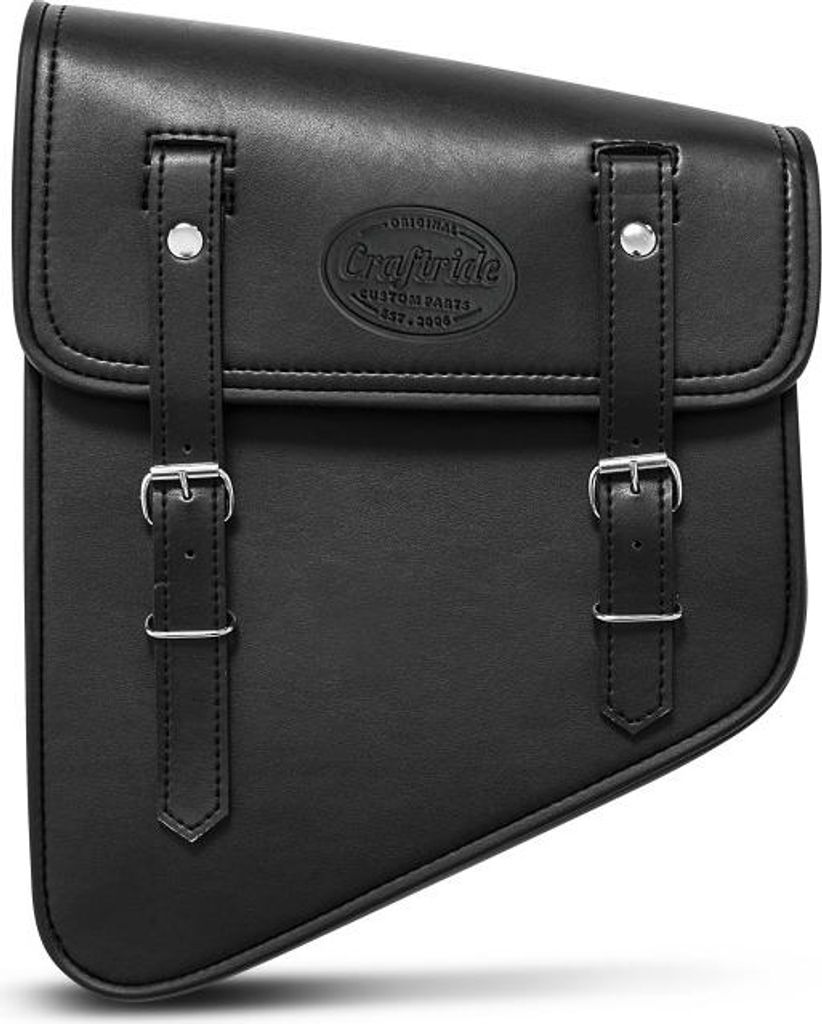 Chopper Solo-Satteltasche # Utah 11 l schwarz Kunstleder links