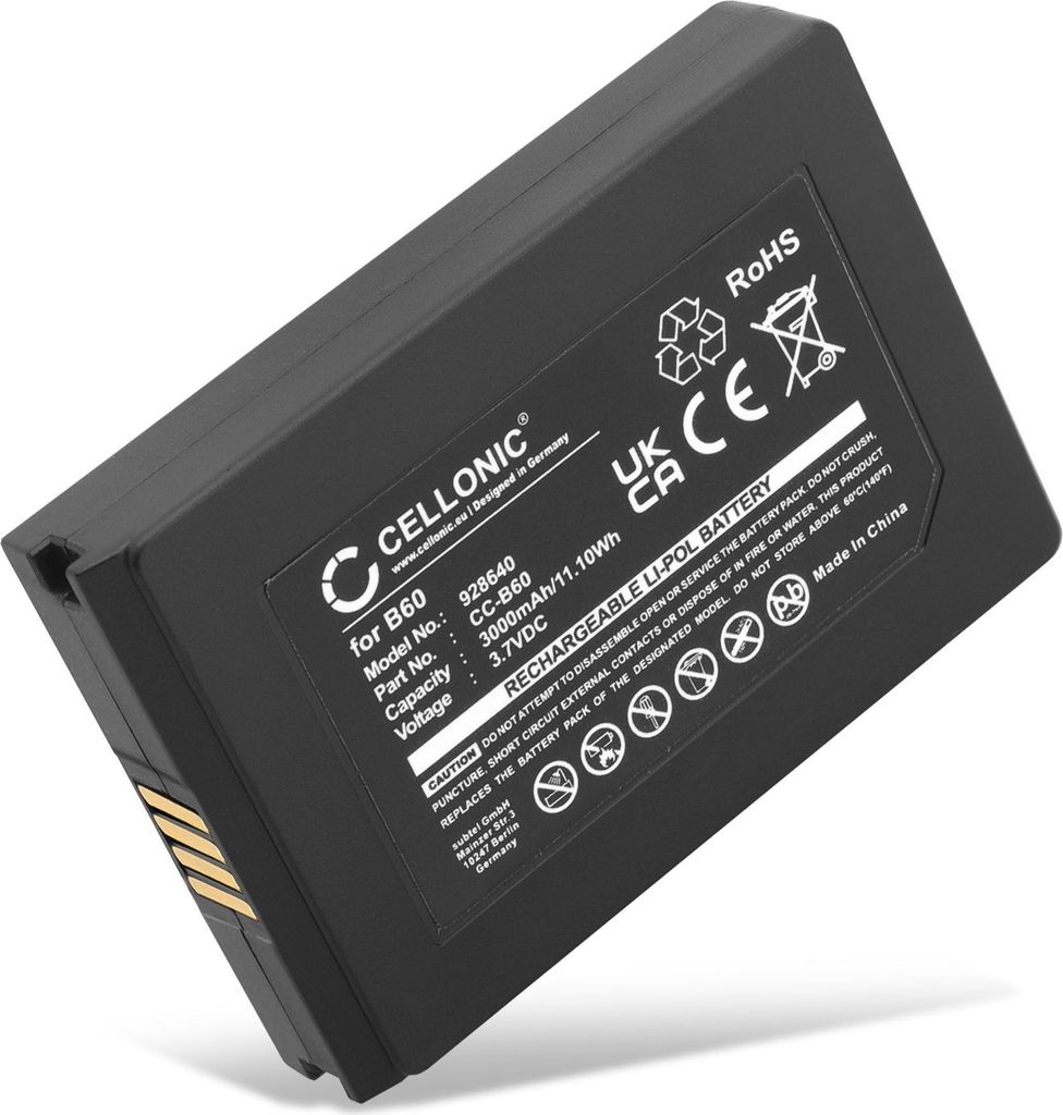 CELLONIC 1x Akku für Zahlungsterminal / POS Kompatibel mit Vectron MobilePro 3, B60 - (3000mAh, 3.7V)