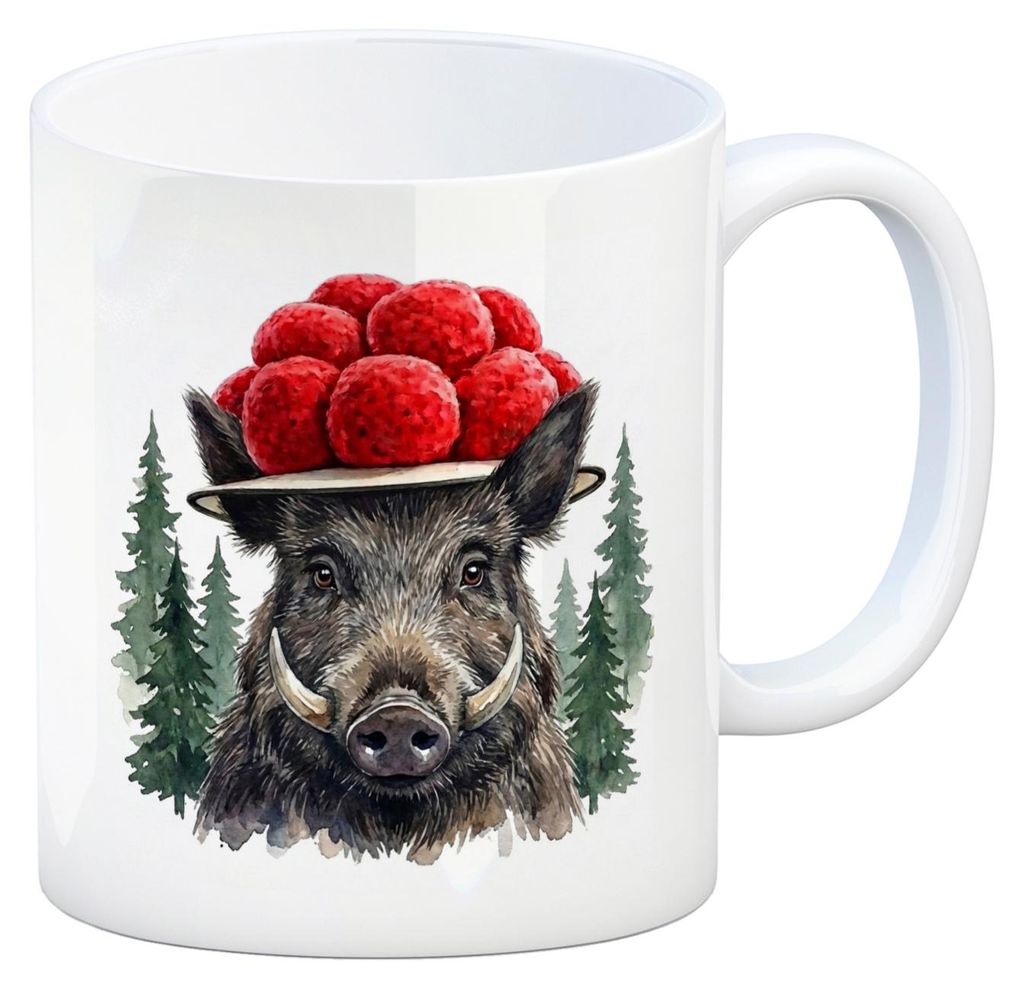 Wildschwein mit Bollenhut Kaffeebecher Schwarzwald Motiv