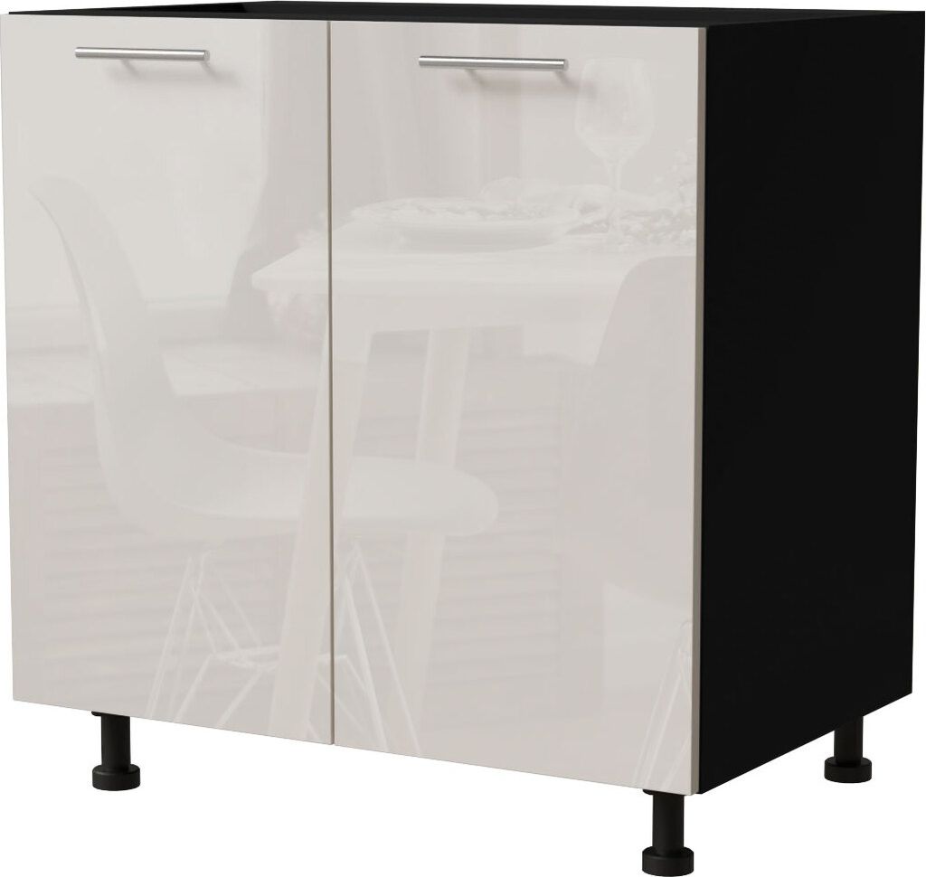 Küchenunterschrank BRERRA 80x82cm lackiert Farbe wählbar BR-D11/80,RAL 9001 creme Hochglanz,schwarz