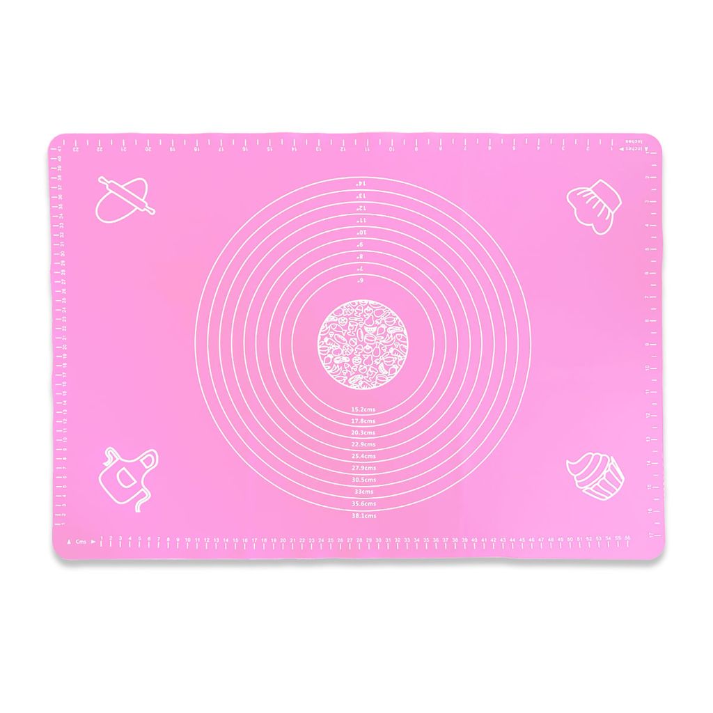 XXL 65x45cm rutschfeste Silikon Backunterlage Backmatte Teigmatte Rollmatte Silikonmatte Dauerbackmatte Rosa