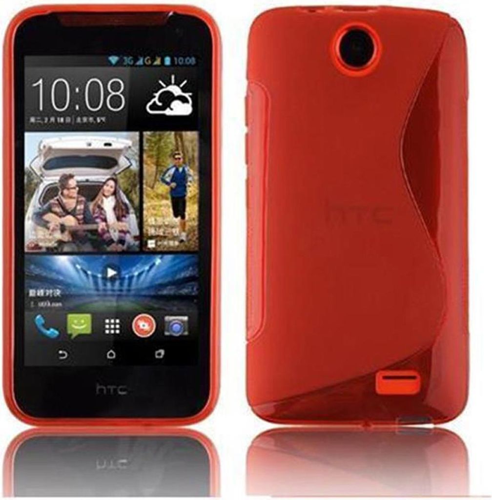Cadorabo Schutzhülle für HTC Desire 310 Hülle in Rot Handyhülle Case TPU Silikon Etui