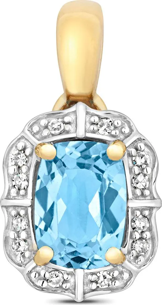 Collier Pendentif en Or Jaune, Topaze Bleue et Diamant pour Femme