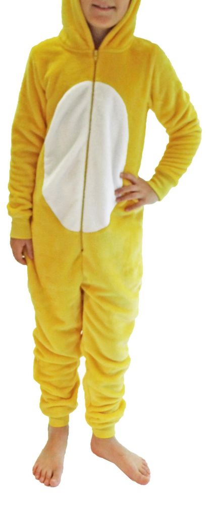 Kinder Karnevalskostüm Uni Jumpsuit Overall Onesie Schlafanzug in tollen Tier Motiven ; Küken , 116