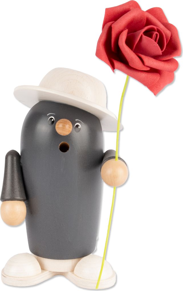Räuchermann - Rudi mit Rose 'grau/weiß'