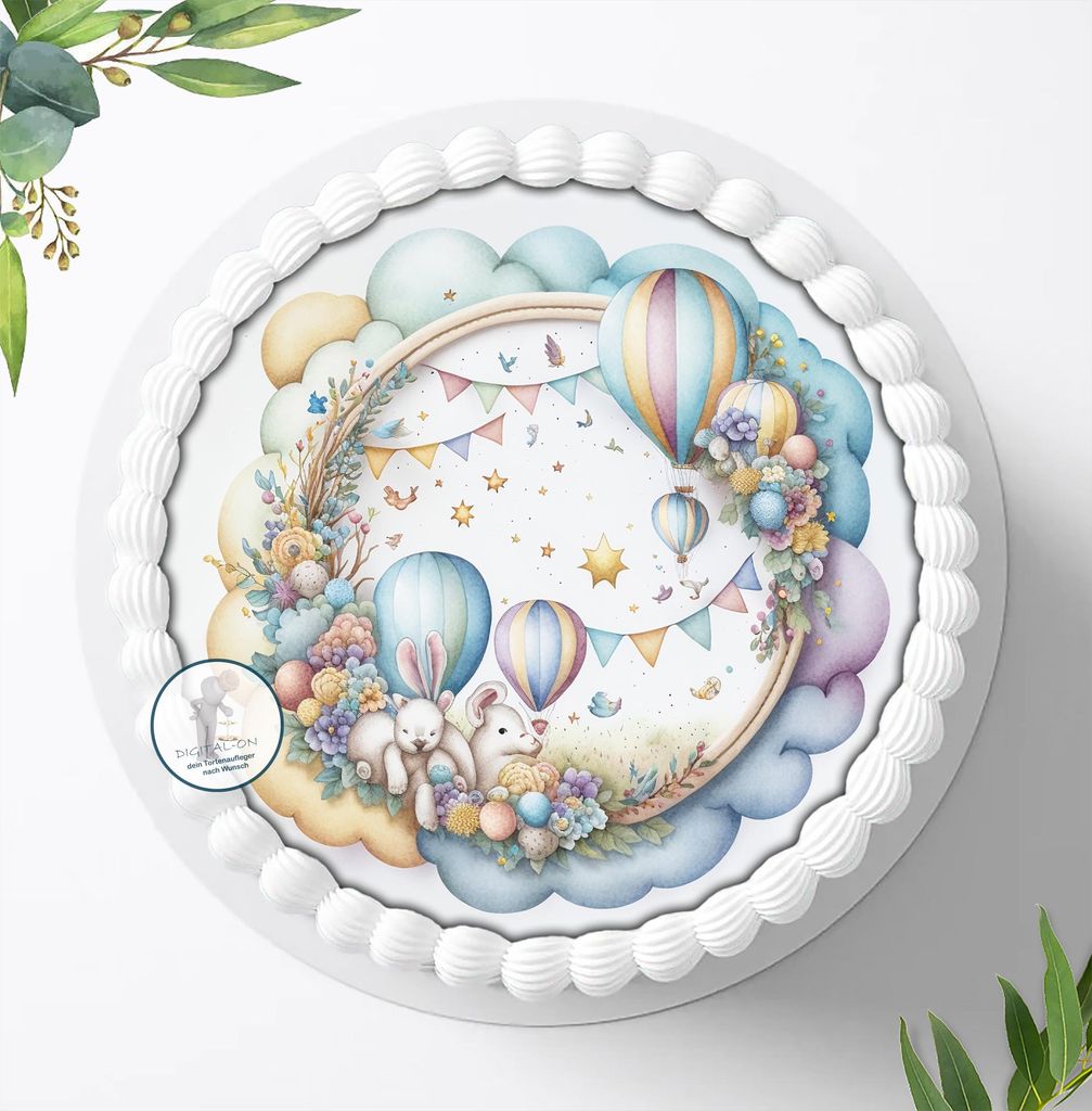 Für die Geburtstags Torte ein Tortenaufleger, Zuckerbild mit dem Motiv: Taufe, Essbares Foto für Torten, Fondant, Ø 20cm, 1777z