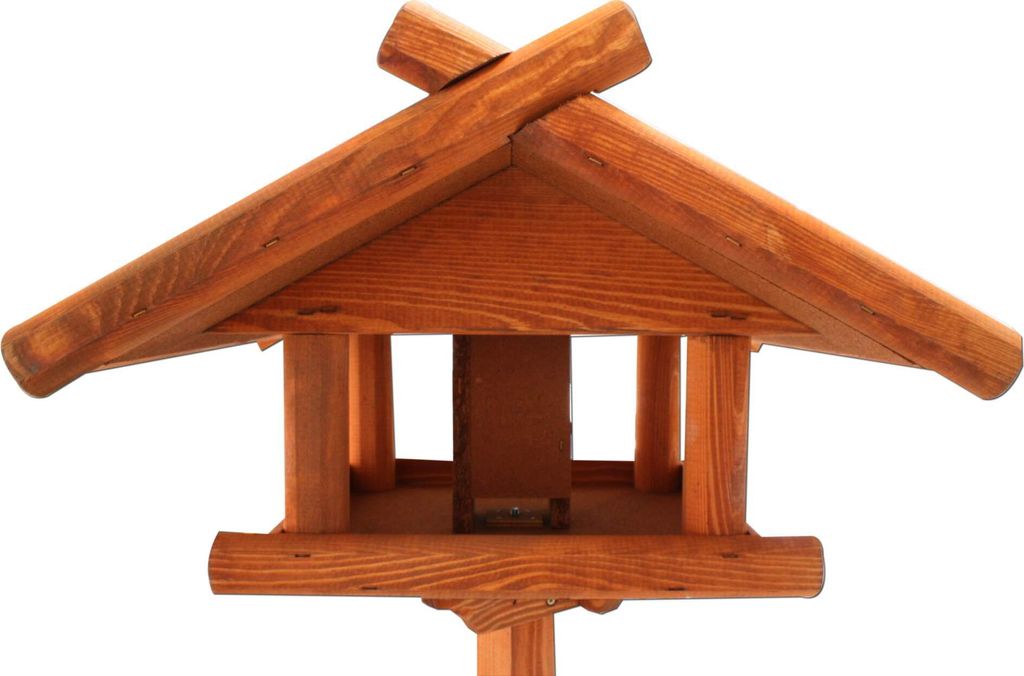 Vogelhaus mit Zinkdach Braun 155 cm Futtersilo mit Standfuß Produktbild 2