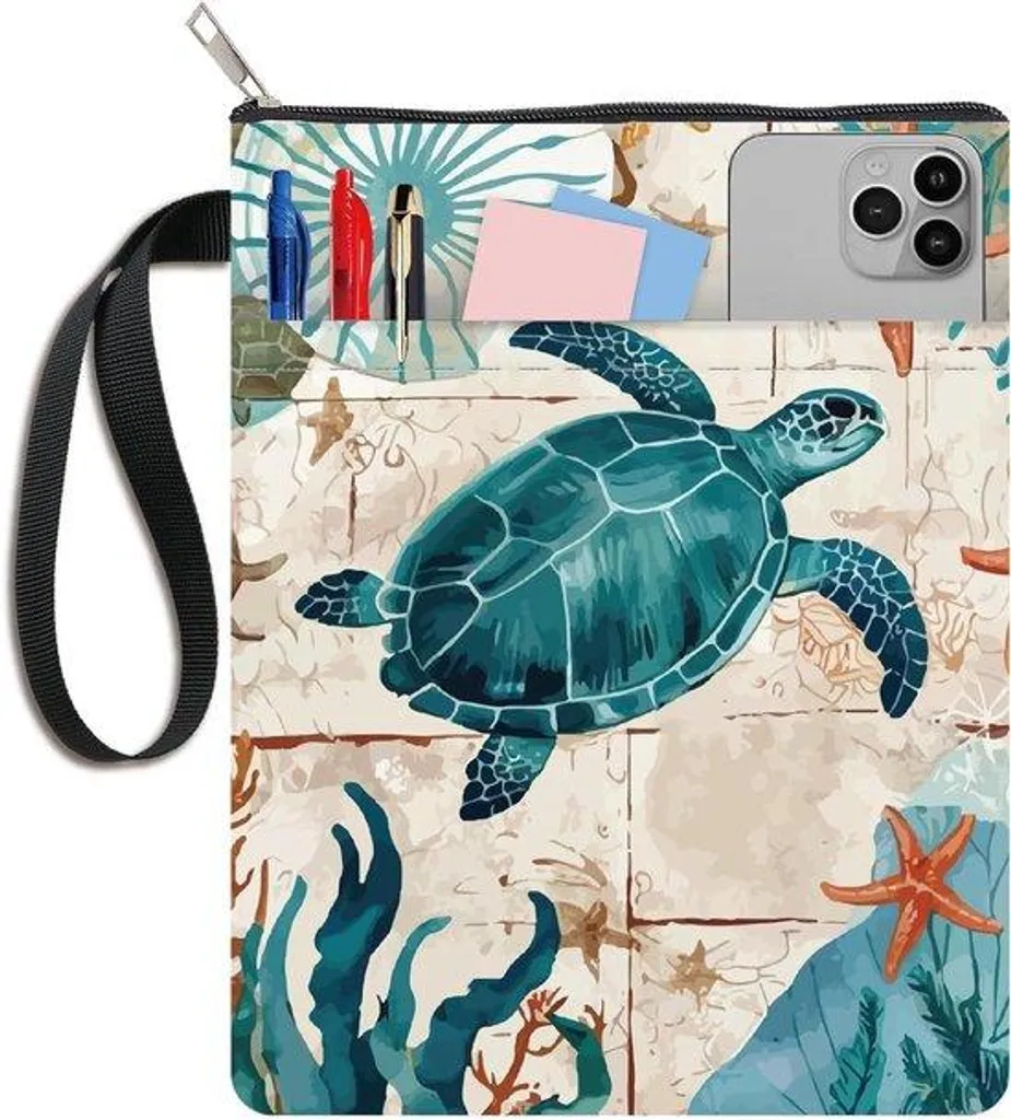 Protection en tissu marin bleu pour tablette ou carnet 28 x 22 cm