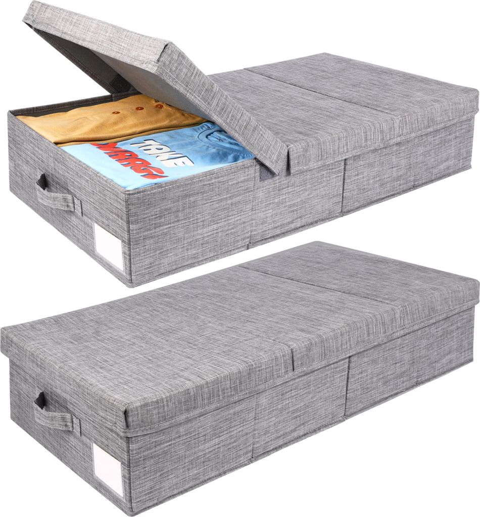 Belle Vous (2er Pack) Faltbare Unterbett Aufbewahrungsbox mit Griffen - Bettkasten Aufbewahrung, Schrank oder Kleiderschrank - Aufbewahrung Kleidung,