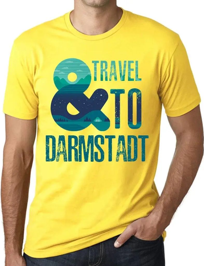 Herren Grafik T-Shirt Und reisen Sie nach Darmstadt – And Travel To Darmstadt – Öko-Verantwortlich Vintage Jahrgang Kurzarm Lustige Druck Gebu...