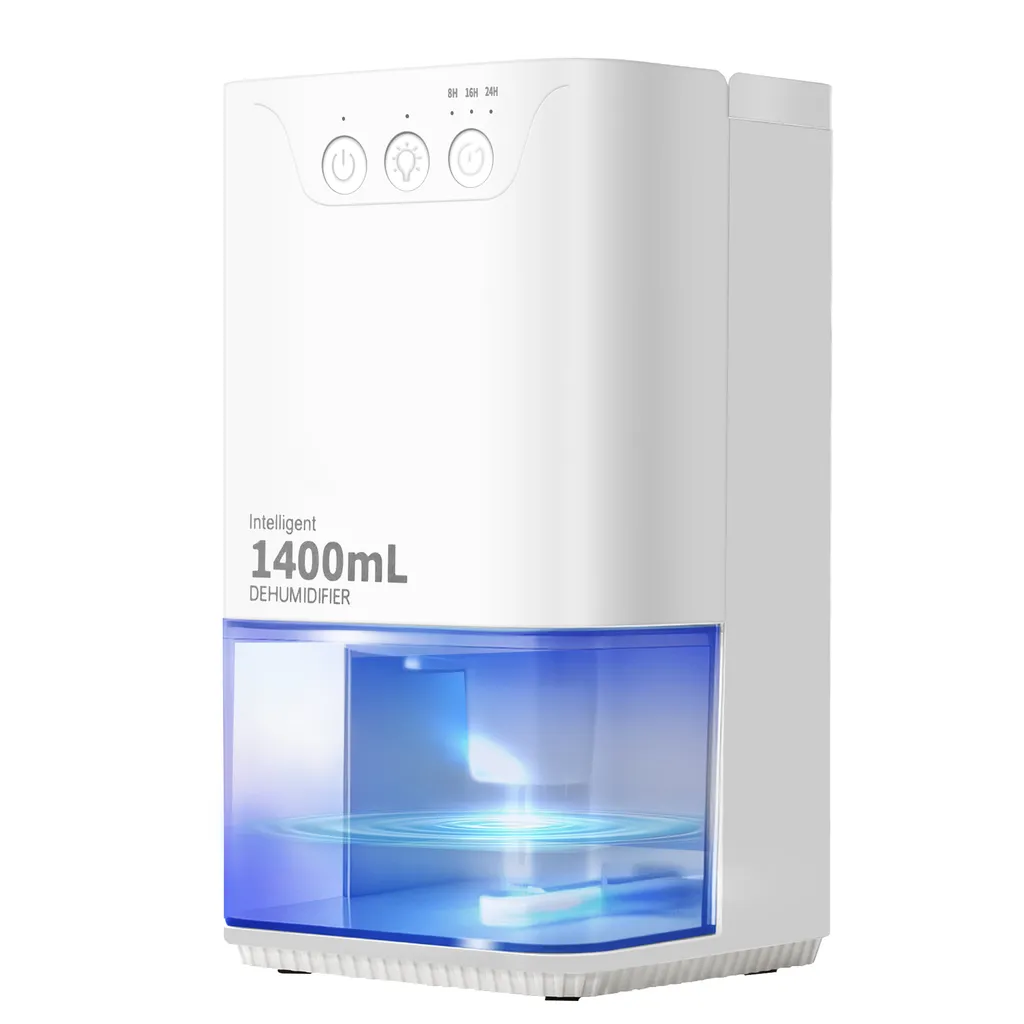 Déshumidificateur Silencieux avec Éclairage d'Ambiance et Minuterie 1.4L