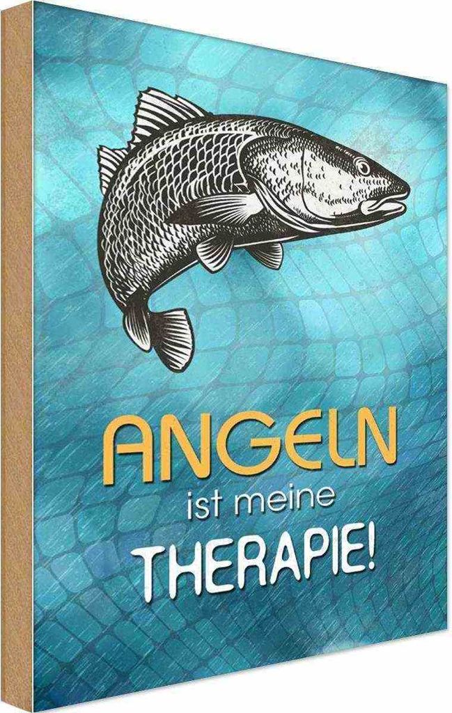 vianmo Holzschild 30x20 cm Angeln ist meine Therapie
