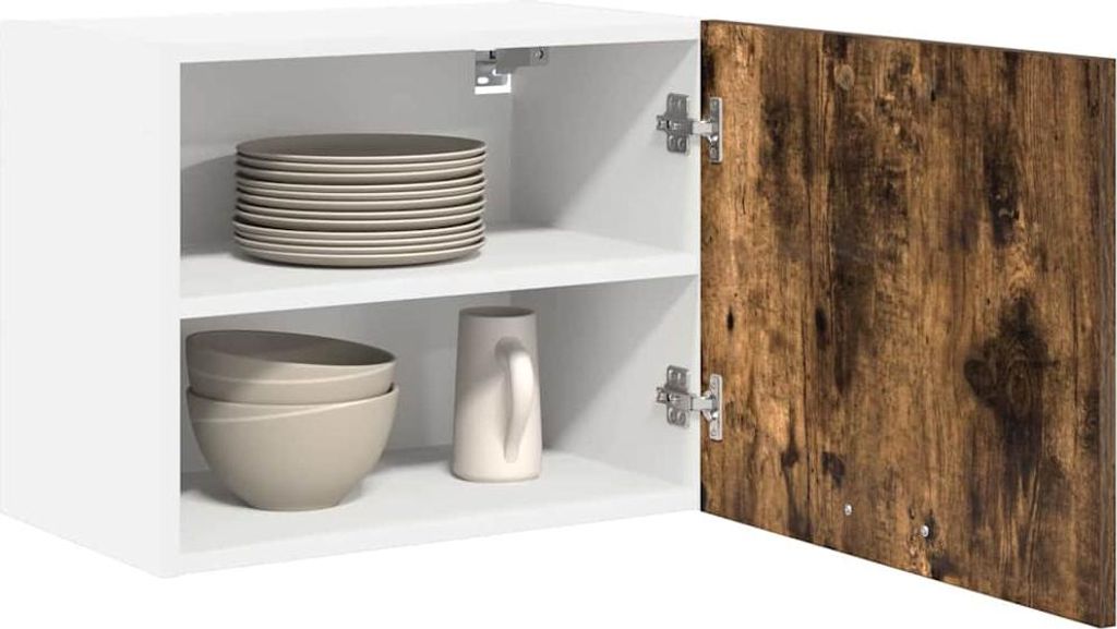 (Robust Möbel) Hängeschrank 2 pcs - Montage erforderlich - Geräucherte Eiche und Weiß 50 x 31 x 40cm - CL964633 - Küchenschränke