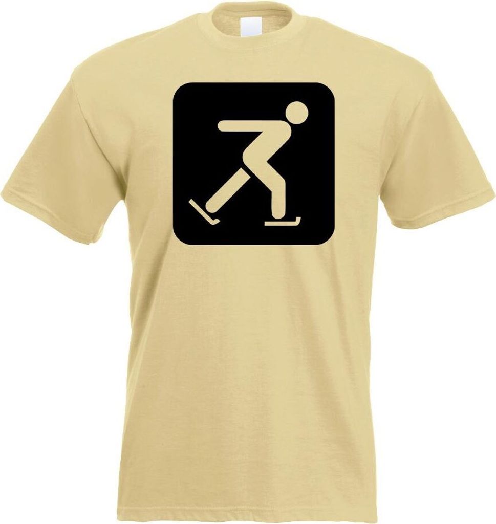 Kiwistar - T-Shirt - Khaki - Schlittschuhlaufen Piktogramme Herren Funshirt Bedruckt Design Sprüche Spruch Motive - mit Motiv Bedruckt - Funshirt ...