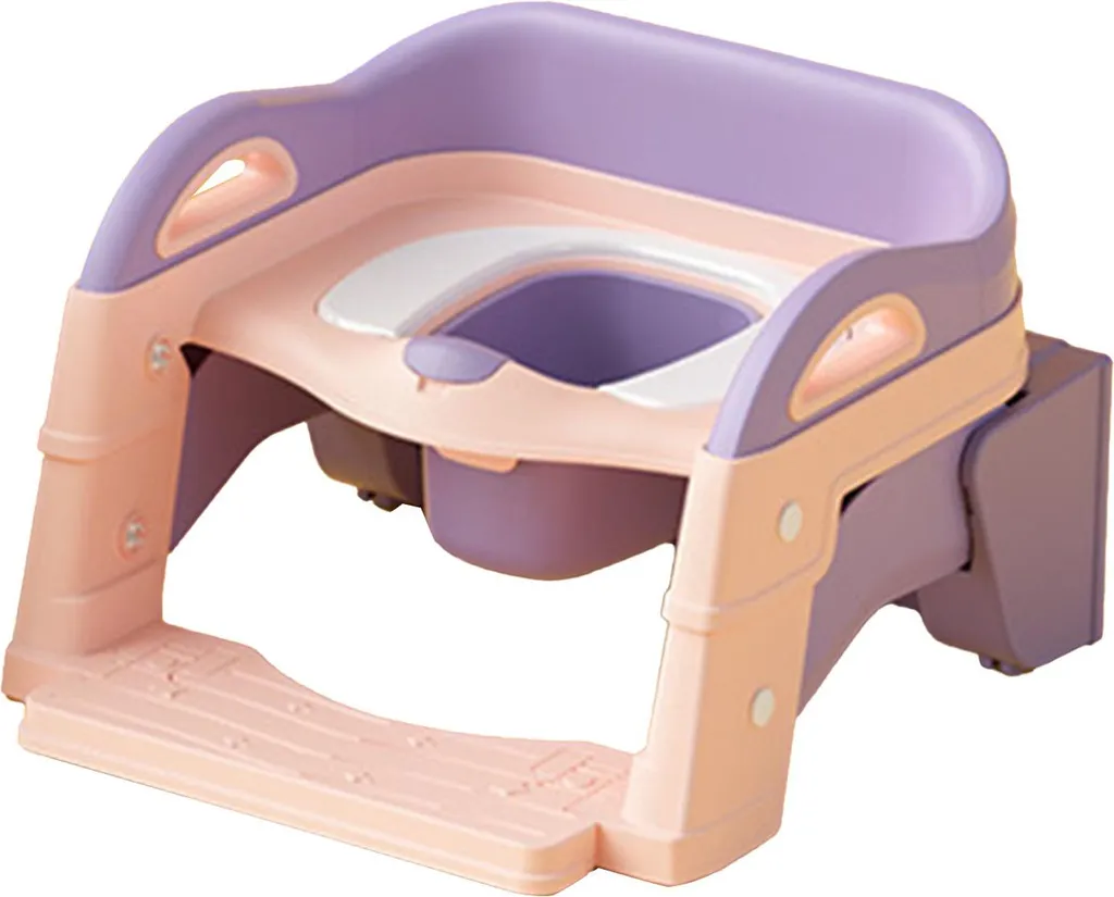 Sedile multifunzionale per il vasino con sgabello, maniglie a scaletta, sedia pieghevole per bambini, rosa