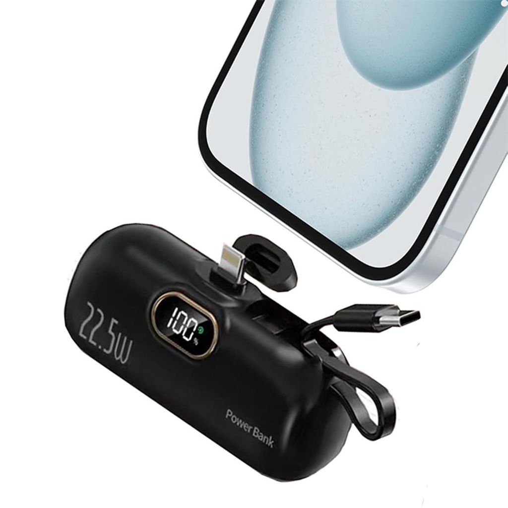 Mini-Powerbank für iPhone 15 Serie,verbesserte 5000 mAh,PD-Schnellladefunktion,USB-C-Anschluss,LCD-Display,kompatibel mit iPhone Air/17/17 Pro Max