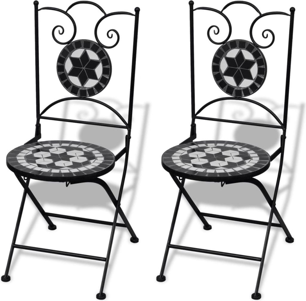 vidaXL 3dílný bistro set keramický černobílý Obrázek produktu 2