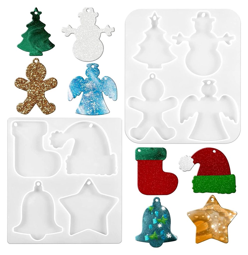 2 Weihnachtsformen aus Silikon für die Herstellung von Weihnachtsschmuck