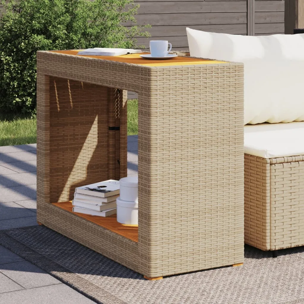 Table jardin beige polyrotin durable avec plateau bois anti-glisse - 3