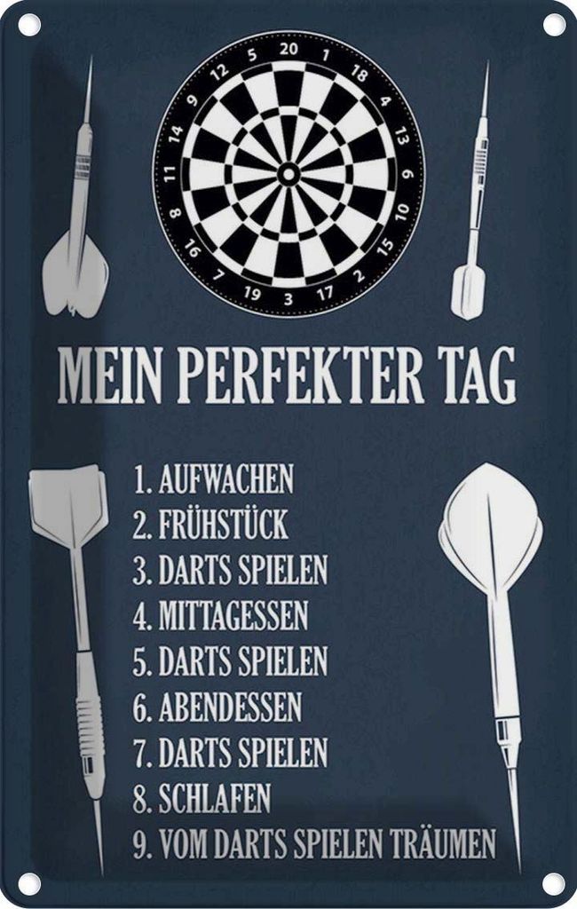 vianmo Blechschild 18x12 cm mein perfekter Tag Darts Spiele Sport Hobby Spruch Zitat
