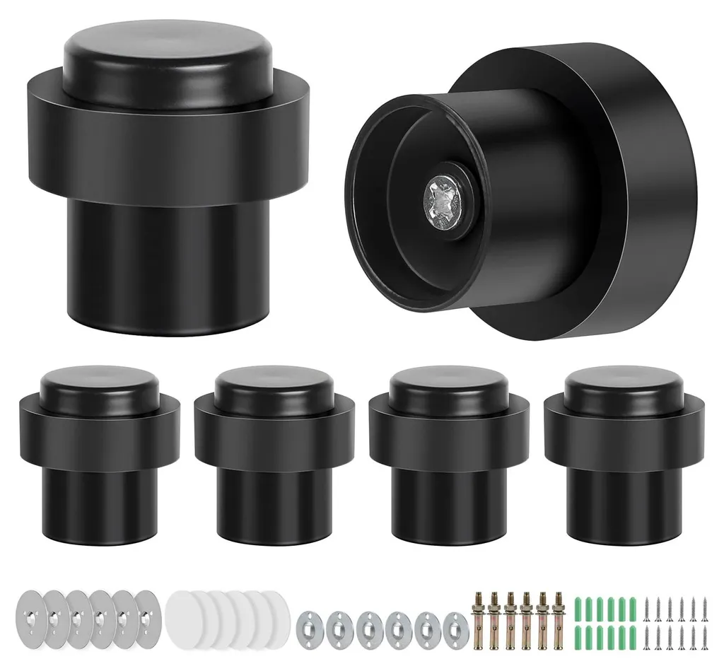 Butoir de Porte Sol et Mural Noir Inox - Protégez vos Murs avec Style (6 Pcs)