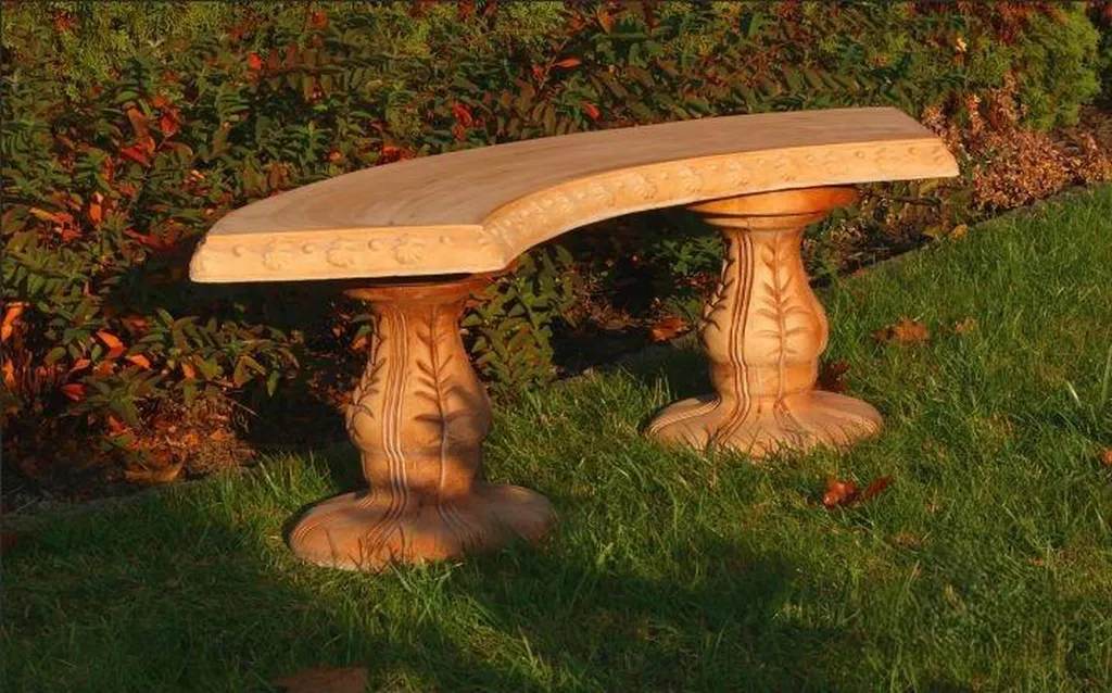 Banc Extérieur en Pierre Reconstituée Meuble de Terrasse Design Classique