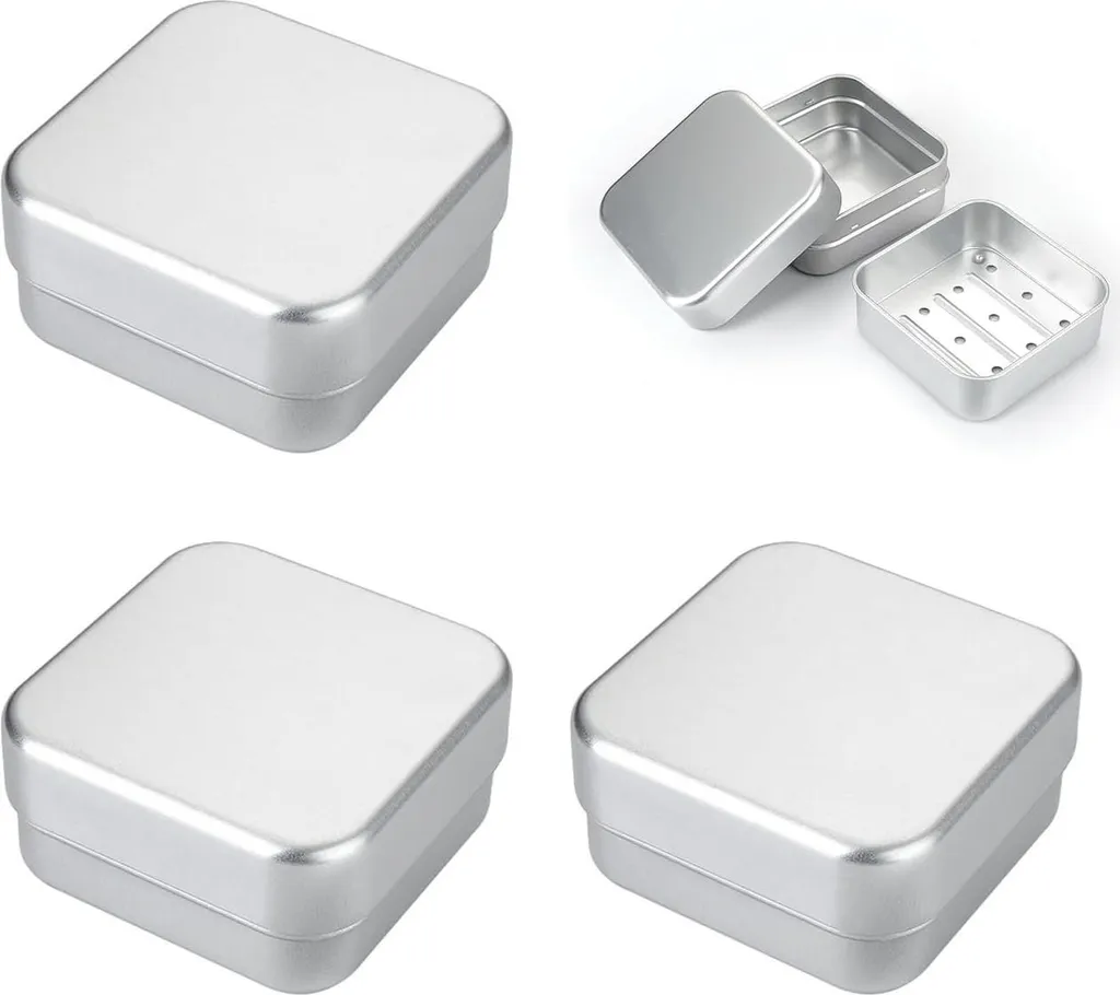 Étui savon voyage sans fuite en aluminium, boîte carrée lot de 3 pièces