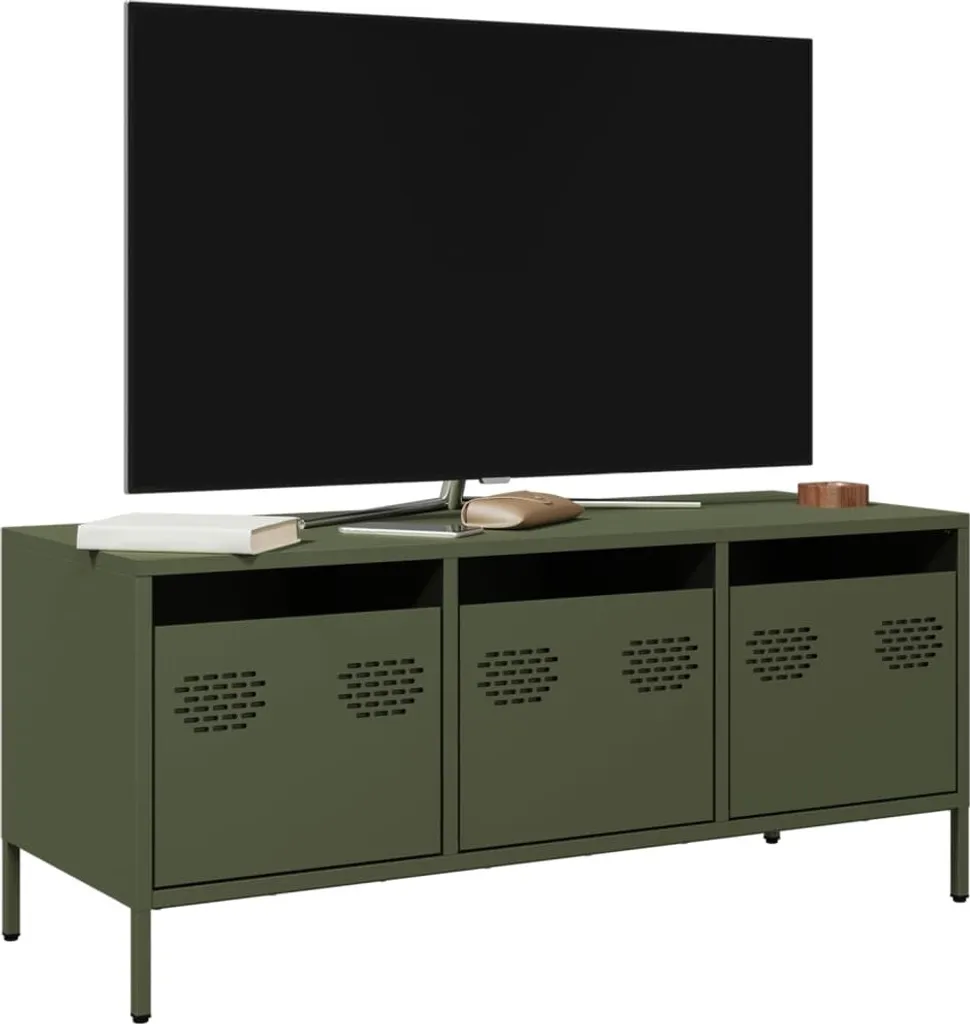 Supporto TV Acciaio Laminato Freddo 101,5cm Verde Oliva Maison Exclusive