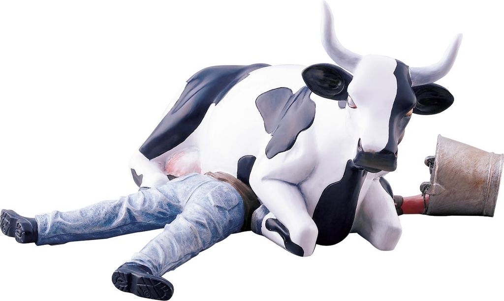 Ni Mu - Cow Sitting on Man - Cowparade Kuh Medium