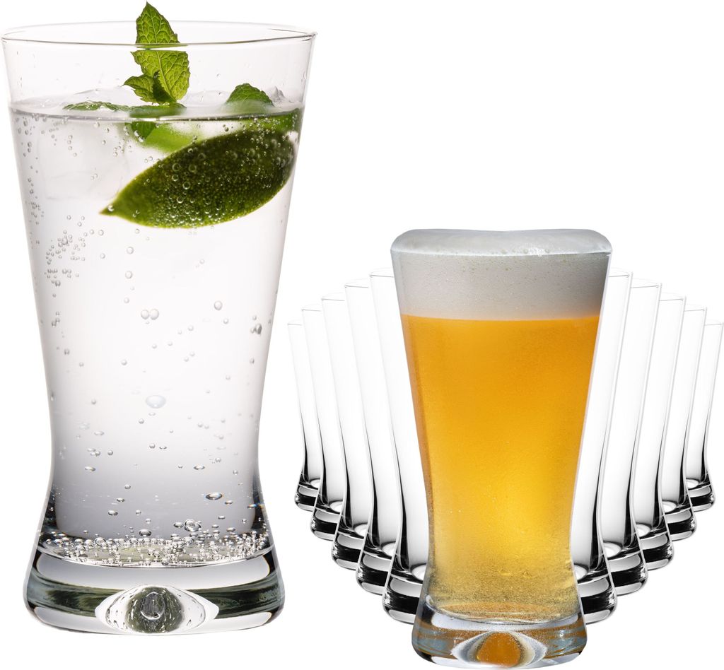 PLATINUX Trinkgläser 300ml Biergläser X-Form Set 12-Teilig Universalglas aus Glas Serie "CrossLine" Spülmaschinenfest