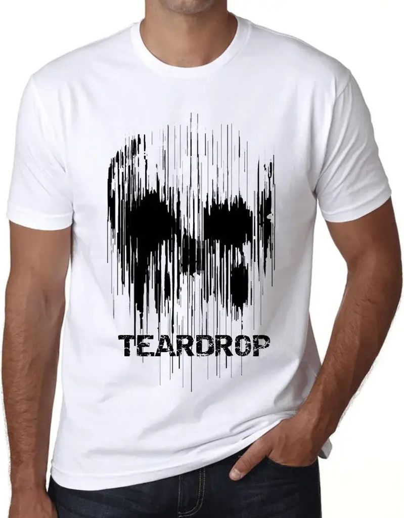Herren Grafik T-Shirt Totenkopf Teardrop – Skull Teardrop – Öko-Verantwortlich Vintage Jahrgang Kurzarm Lustige Druck Geburtstag Geschenk Mann