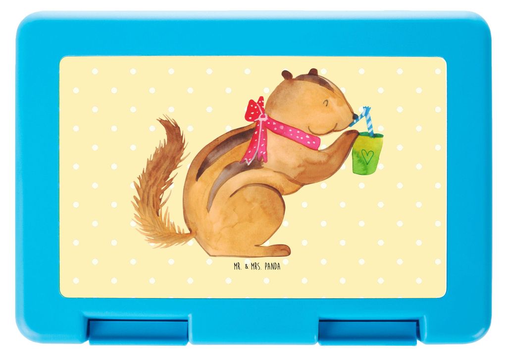 Mr. & Mrs. Panda Bentobox Eichhörnchen Smoothie - Gelb Pastell - Geschenk, Streifenhörnchen, Snackbox, Lunchbox, Diät, Meal Prep Box, Frischhalt...