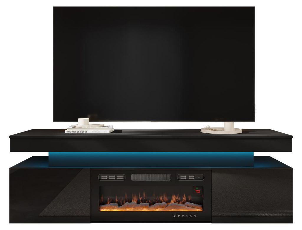 MIRJAN24 TV-Lowboard EF 2D Glossa mit Kamin, Realistische Produktbild 