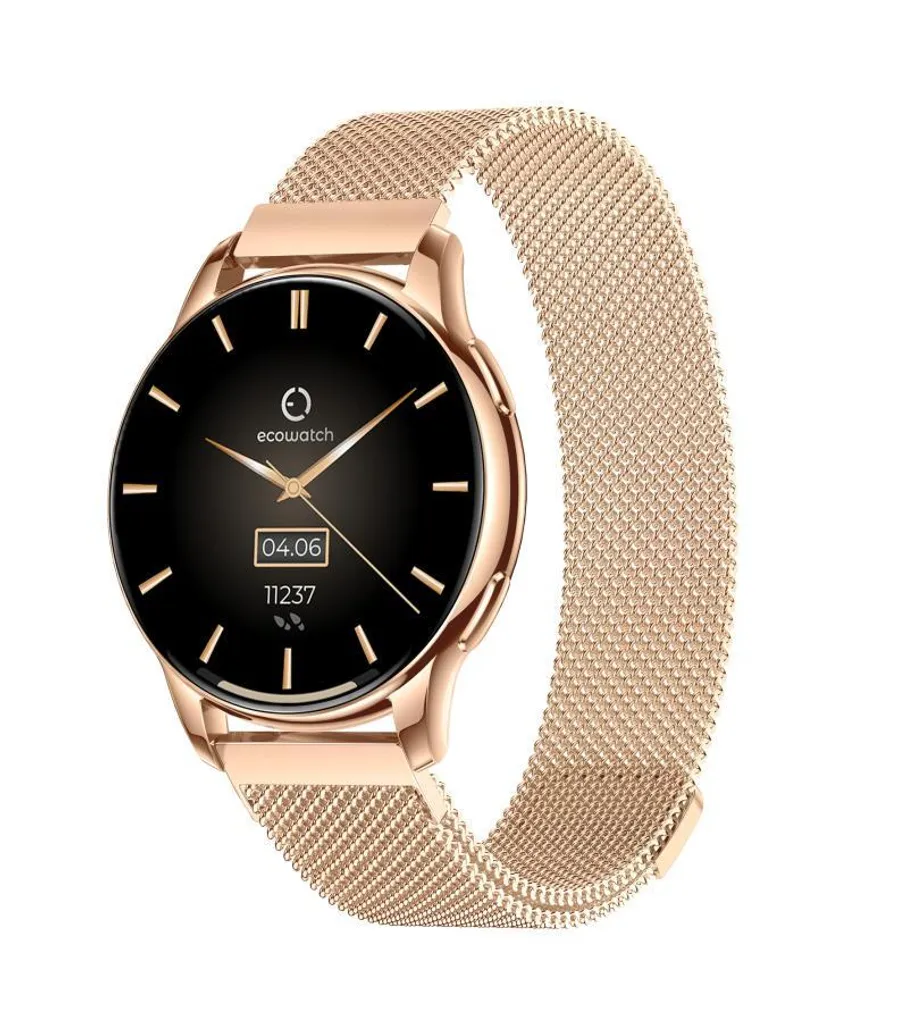 Montre Connectée AMOLED Maxcom Ecowatch3 Dorée pour le Quotidien