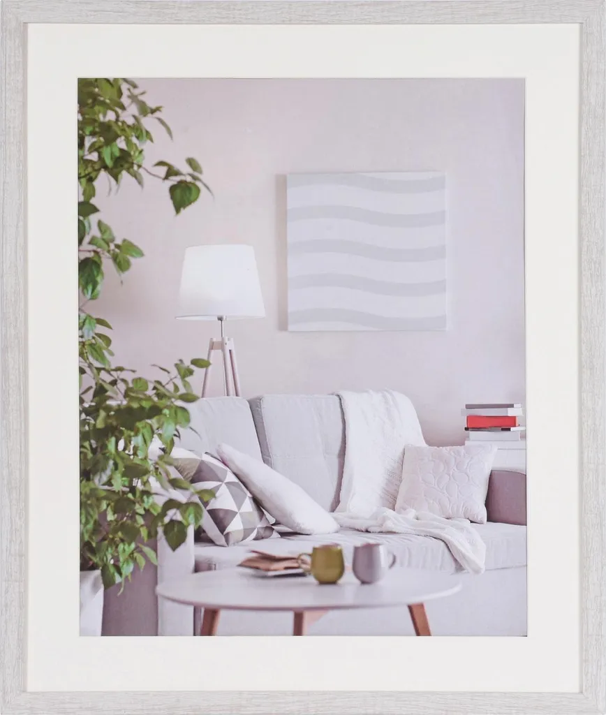 Henzo Cornice Moderna 50x60 Bianca con Passepartout 40x50 | Legno Vero