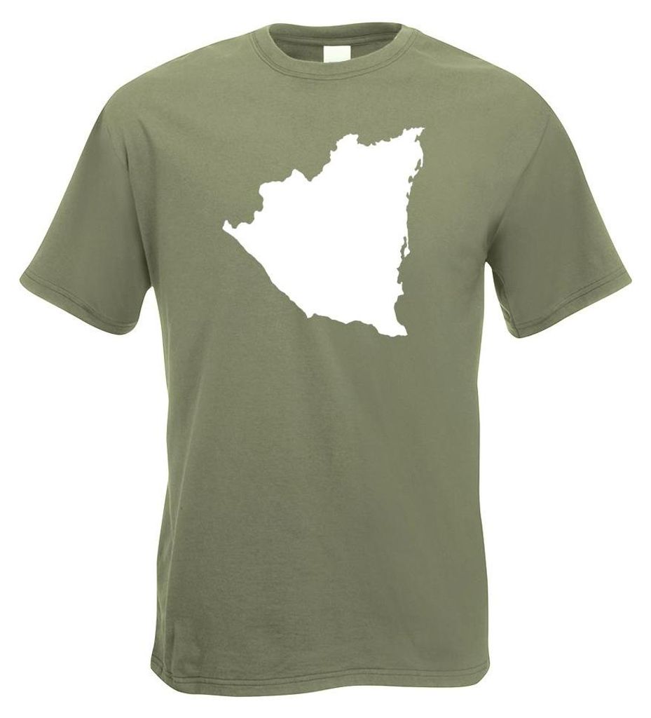 Kiwistar - T-Shirt - Olive - Nicaragua Umriss Kontur Herren Funshirt Bedruckt Design Sprüche Spruch Motive - mit Motiv Bedruckt - Funshirt Design ...