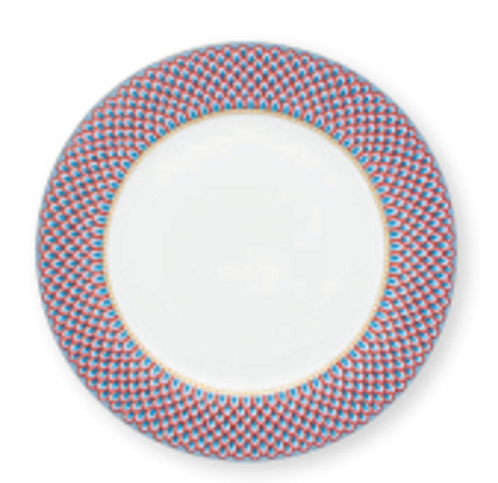 PIP STUDIO Flower Fest. Scallop Teller LightBlue/red 26,5cm Produktbild 