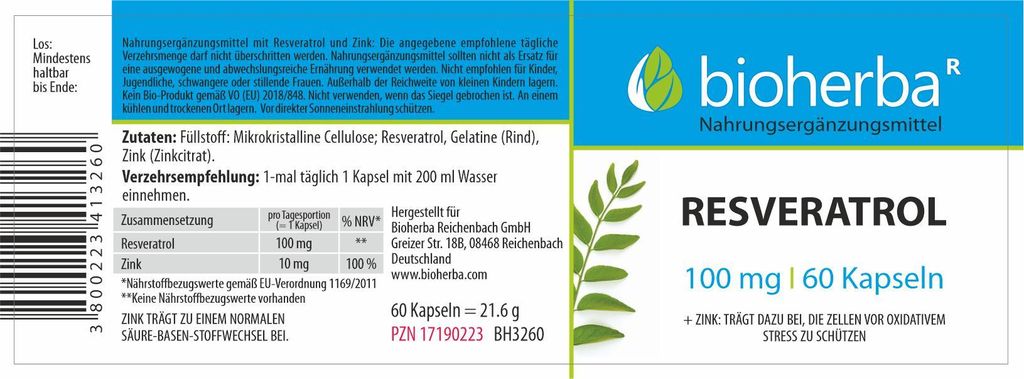 Bioherba Resveratrol 100 mg Obrázek produktu 