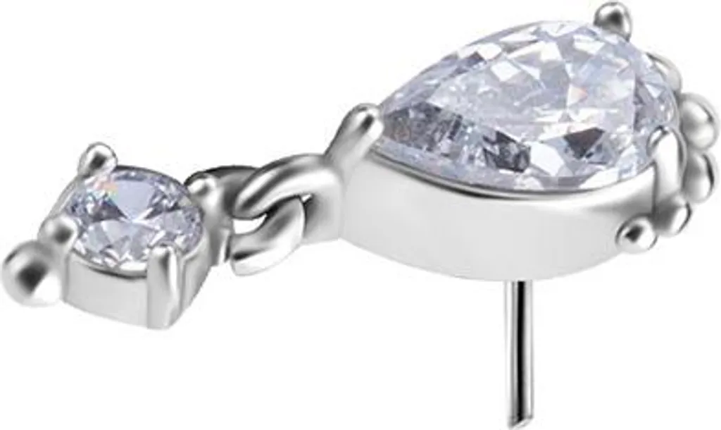 Accessoire Piercing Push-In en Chrome Cobalt et Zircone Argent 5mm
