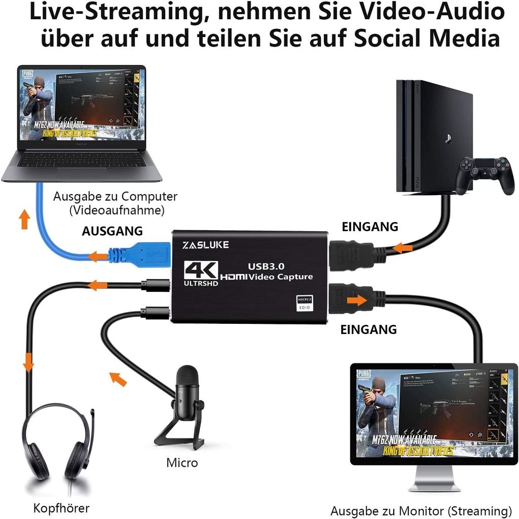 Game Capture Karte 4K Audio Video Capture Karte HDMI USB Produktbild 3
