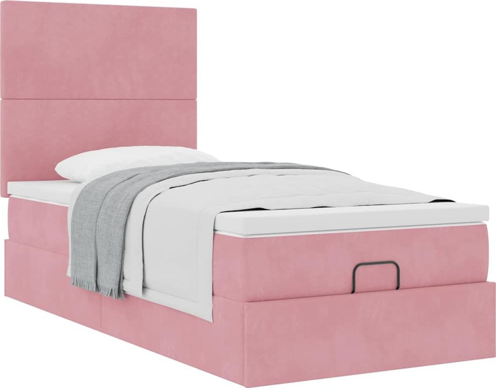 Ottoman-Bett mit Matratzen Rosa 90x190 cm Samt