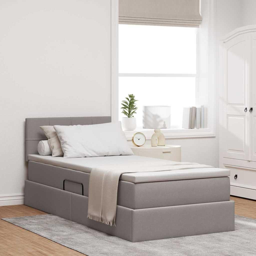 CLOIRS@ Aufbewahrungsbett mit Matratze - Bettgestell moderne - für Erwachsene/Kinder - Taupe 90x190 cm Holzwerkstoff