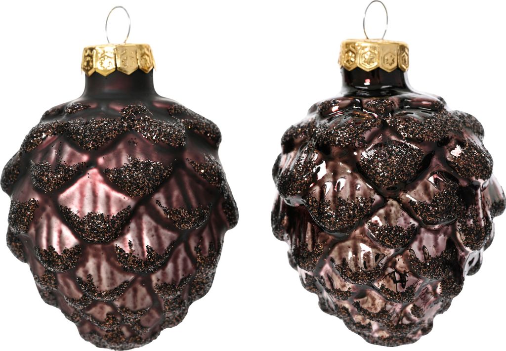 Christbaumschmuck Zapfen 7cm Glas 6 Stück - Schwarze Produktbild 